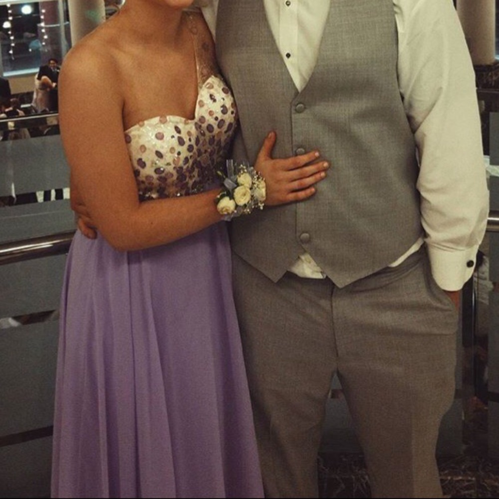ONE SHOULDER BLUSH PROM DRESS